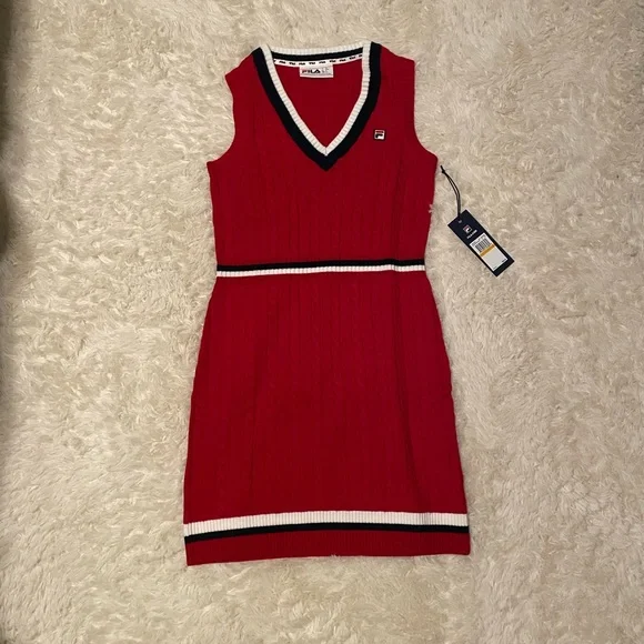 Fila Red Knit Mini Dress - Picture 1 of 4